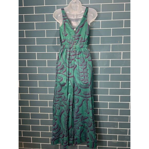 NEW WOMENS ANTHROPOLOGIE PORRIDGE CLOTHING GREEN HIGH NECK WIDE LEG JUMPSUIT 0 - Picture 4 of 11